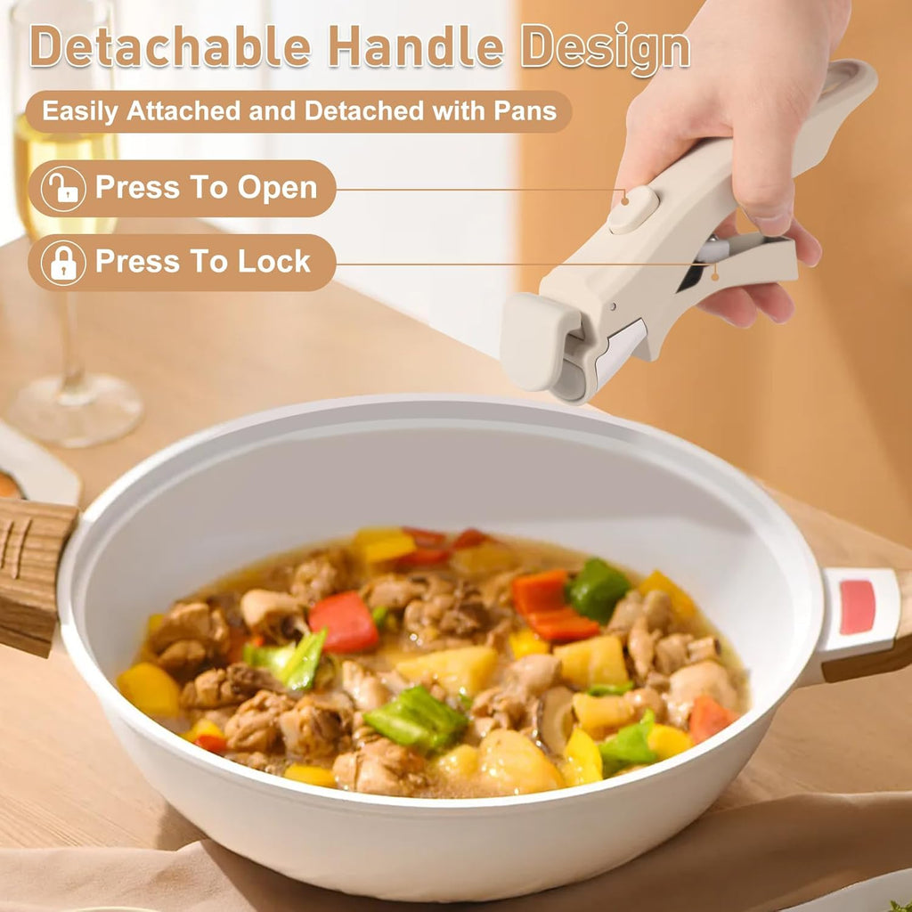 FEBZONA Universal Pot Handle-Detachable Holders Cookware hot Utensil Vessel pan Holder Detachable Handle for Utensils Idukki pakad Tongs sansi sandasi pakkad for Kitchen-Removable Handle