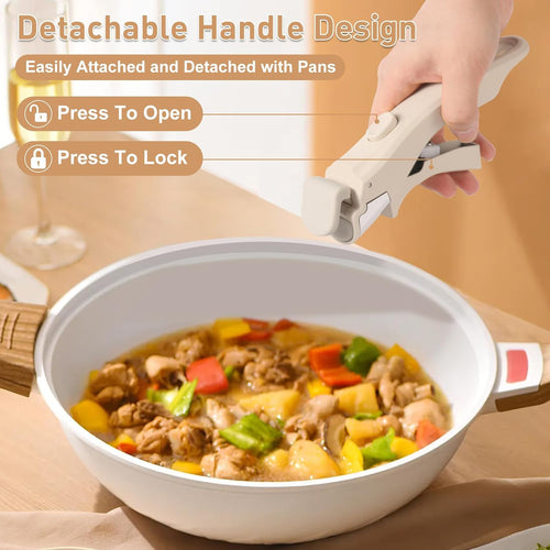 FEBZONA Universal Pot Handle-Detachable Holders Cookware hot Utensil Vessel pan Holder Detachable Handle for Utensils Idukki pakad Tongs sansi sandasi pakkad for Kitchen-Removable Handle