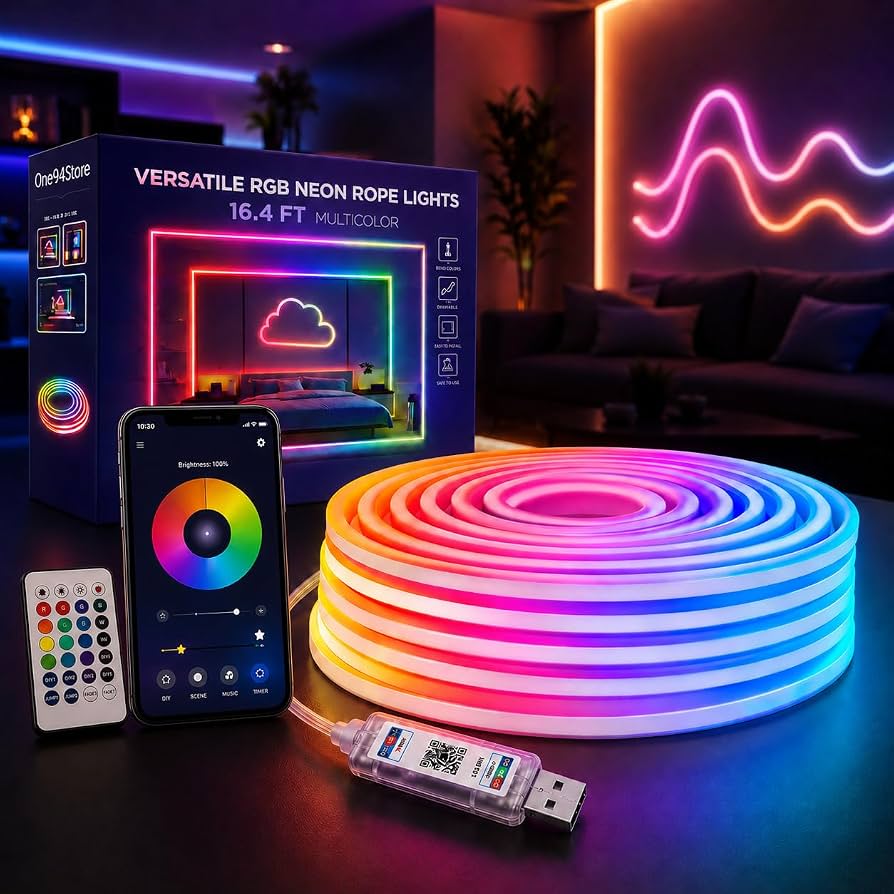 LED Neon RGB Magic Strip Light 5M USB Powered with App and Remote Control